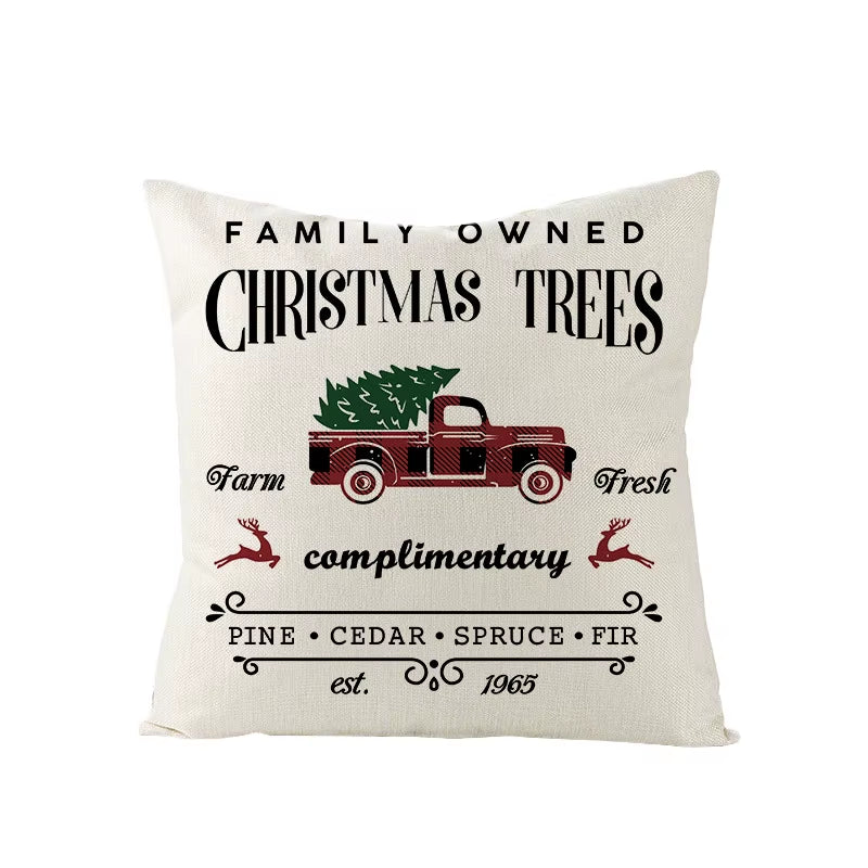 45X45CM Linen Christmas Print Pillows Case Livingroom Sofa Couch Decorative Throw Pillows