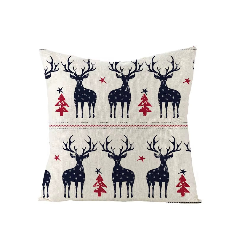 45X45CM Linen Christmas Print Pillows Case Livingroom Sofa Couch Decorative Throw Pillows