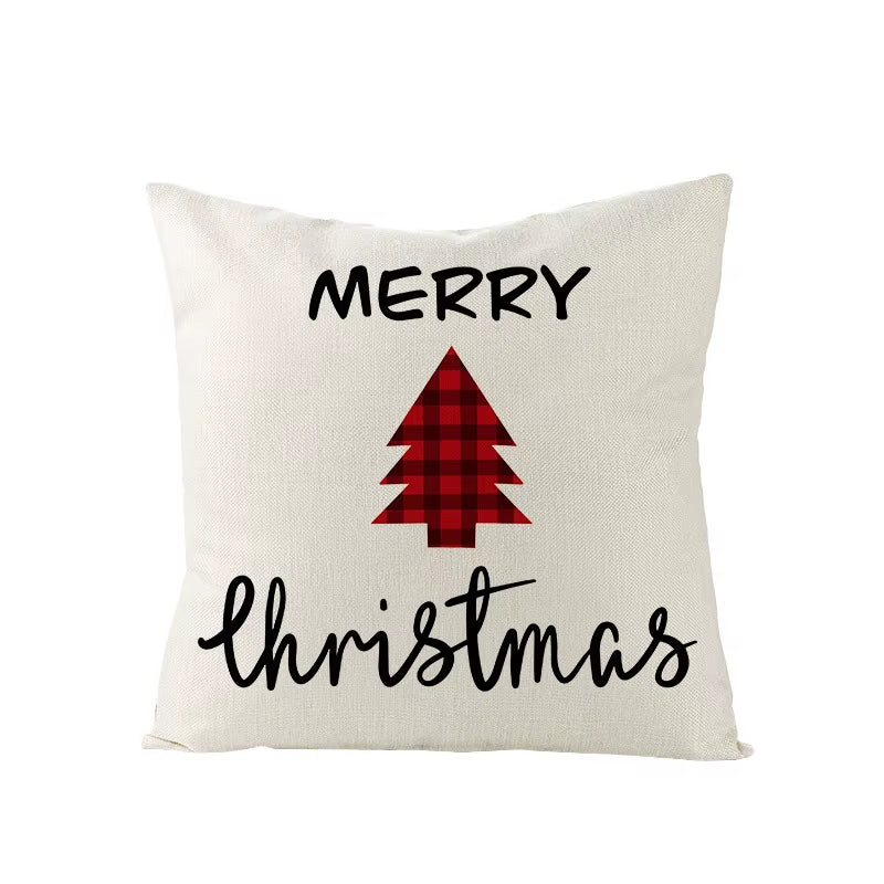 45X45CM Linen Christmas Print Pillows Case Livingroom Sofa Couch Decorative Throw Pillows