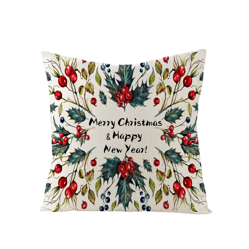 45X45CM Linen Christmas Print Pillows Case Livingroom Sofa Couch Decorative Throw Pillows