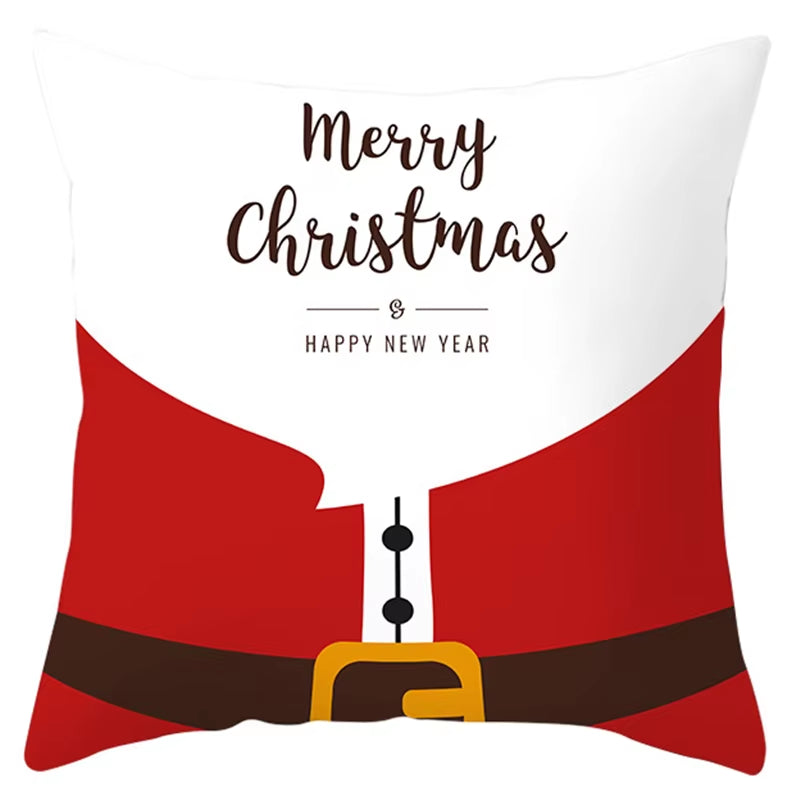 Red Christmas Pillow Case Snowflakes Trees Print Pillow Cushion Cases Christmas Decorative Sofa Couch Throw Pillows Case