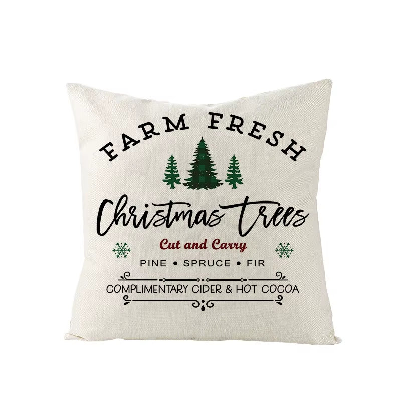 45X45CM Linen Christmas Print Pillows Case Livingroom Sofa Couch Decorative Throw Pillows
