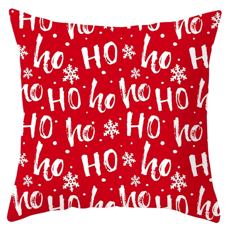 Red Christmas Pillow Case Snowflakes Trees Print Pillow Cushion Cases Christmas Decorative Sofa Couch Throw Pillows Case