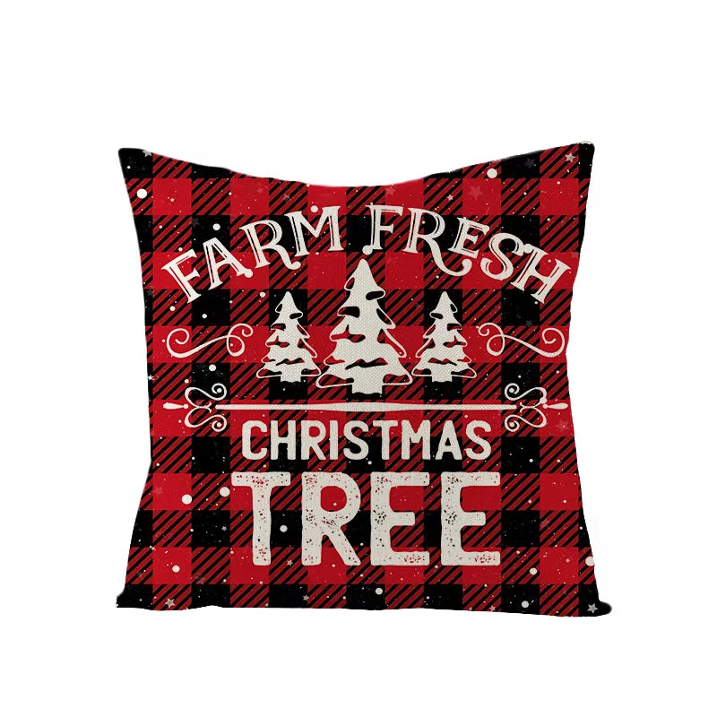 45X45CM Linen Christmas Print Pillows Case Livingroom Sofa Couch Decorative Throw Pillows