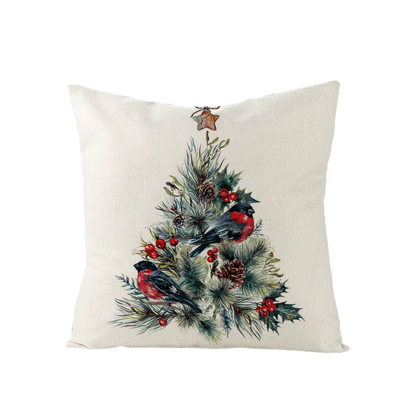 45X45CM Linen Christmas Print Pillows Case Livingroom Sofa Couch Decorative Throw Pillows