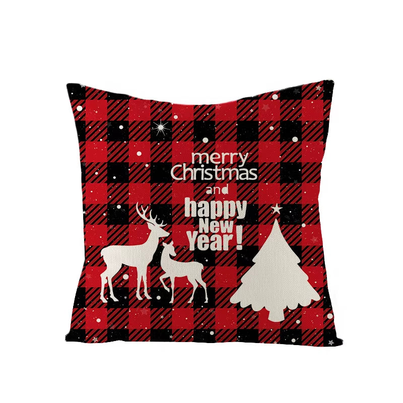 45X45CM Linen Christmas Print Pillows Case Livingroom Sofa Couch Decorative Throw Pillows