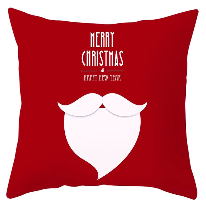 Red Christmas Pillow Case Snowflakes Trees Print Pillow Cushion Cases Christmas Decorative Sofa Couch Throw Pillows Case