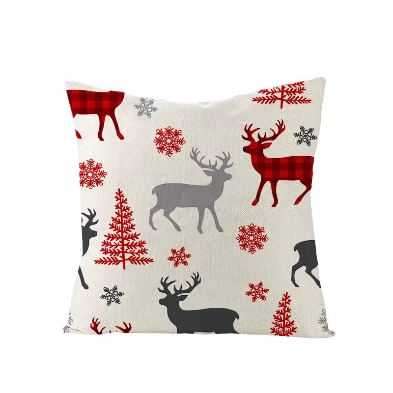 45X45CM Linen Christmas Print Pillows Case Livingroom Sofa Couch Decorative Throw Pillows