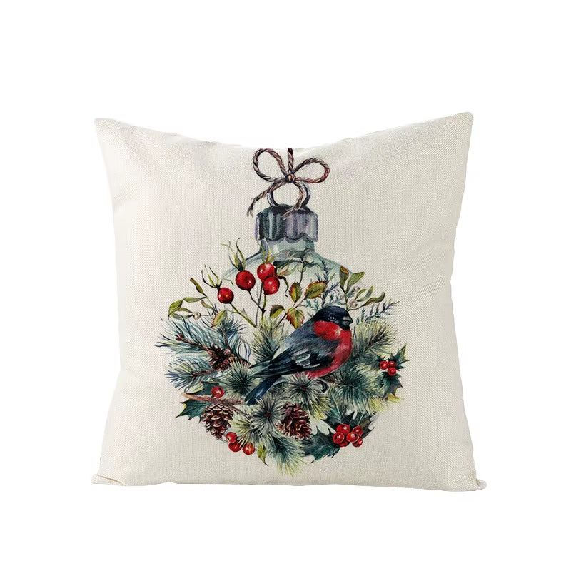 45X45CM Linen Christmas Print Pillows Case Livingroom Sofa Couch Decorative Throw Pillows