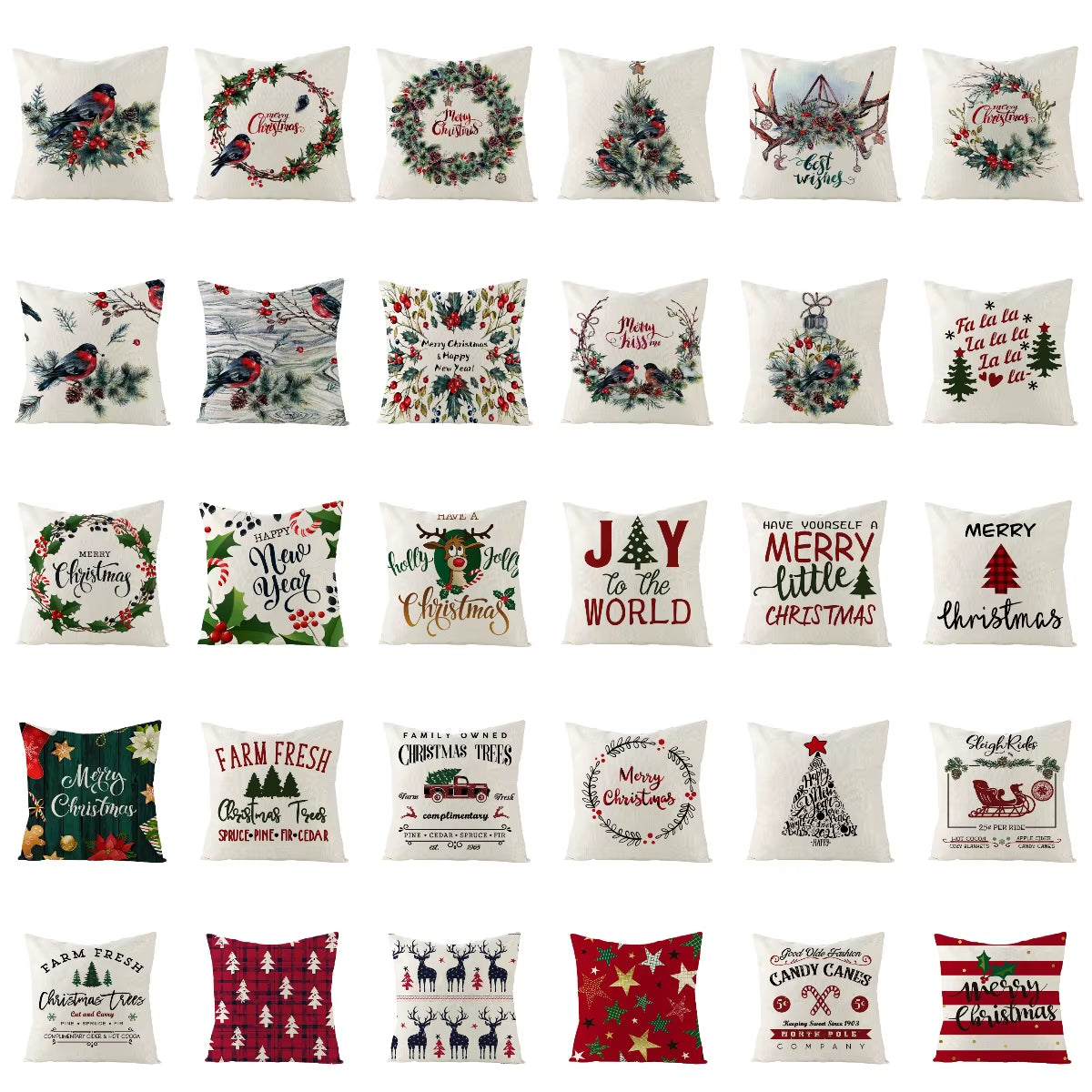45X45CM Linen Christmas Print Pillows Case Livingroom Sofa Couch Decorative Throw Pillows