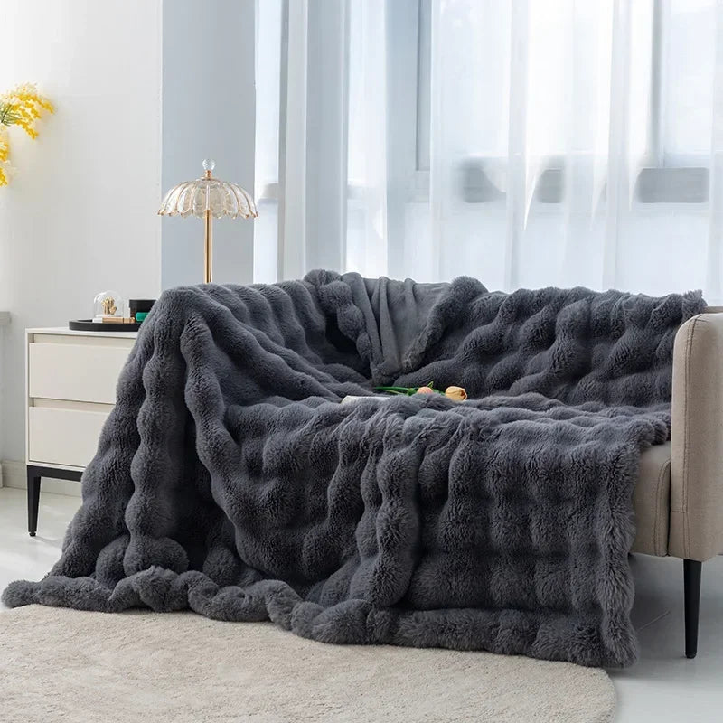 Winter Luxury Imitation Fur Plush Blanket Warm Super Soft Blankets Bed Sofa Cover Fluffy Throw Blanket Bedroom Couch Pillowcase