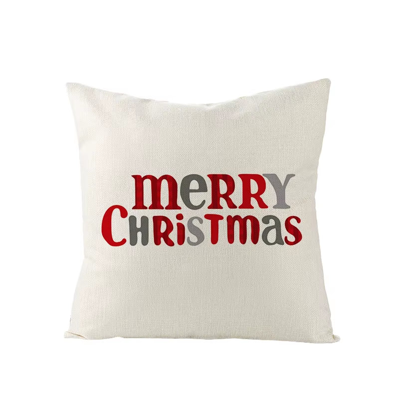 45X45CM Linen Christmas Print Pillows Case Livingroom Sofa Couch Decorative Throw Pillows