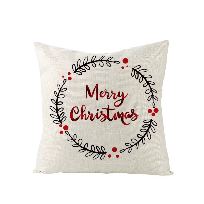 45X45CM Linen Christmas Print Pillows Case Livingroom Sofa Couch Decorative Throw Pillows