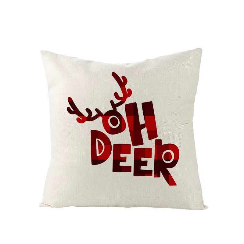 45X45CM Linen Christmas Print Pillows Case Livingroom Sofa Couch Decorative Throw Pillows