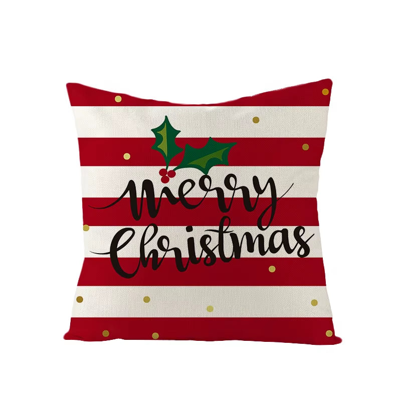 45X45CM Linen Christmas Print Pillows Case Livingroom Sofa Couch Decorative Throw Pillows
