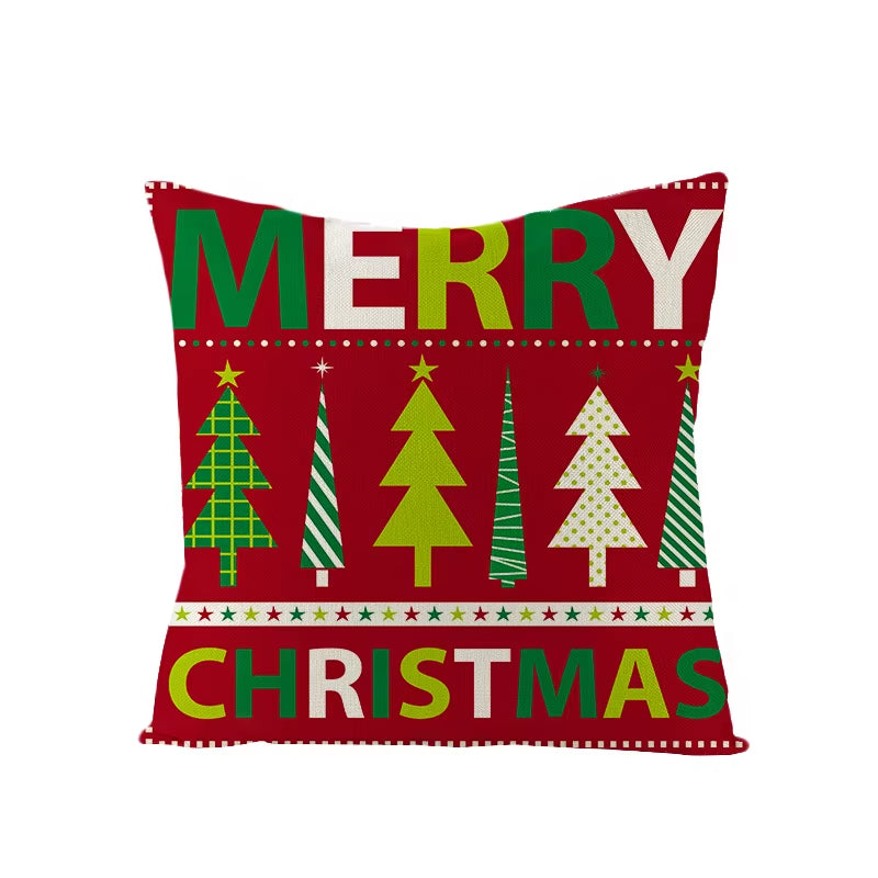 45X45CM Linen Christmas Print Pillows Case Livingroom Sofa Couch Decorative Throw Pillows
