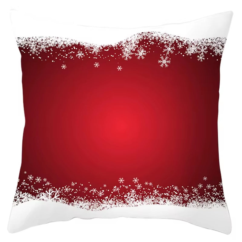 Red Christmas Pillow Case Snowflakes Trees Print Pillow Cushion Cases Christmas Decorative Sofa Couch Throw Pillows Case