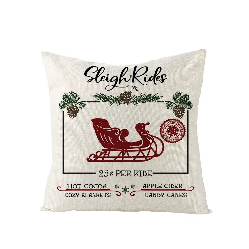 45X45CM Linen Christmas Print Pillows Case Livingroom Sofa Couch Decorative Throw Pillows