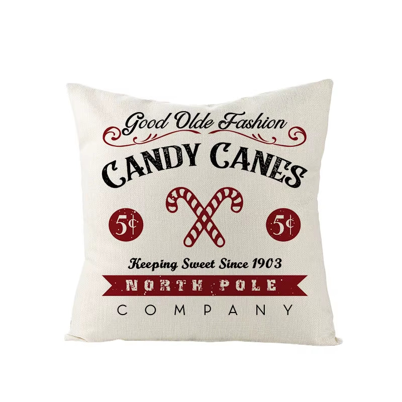 45X45CM Linen Christmas Print Pillows Case Livingroom Sofa Couch Decorative Throw Pillows