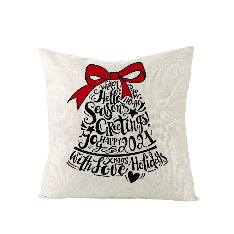45X45CM Linen Christmas Print Pillows Case Livingroom Sofa Couch Decorative Throw Pillows
