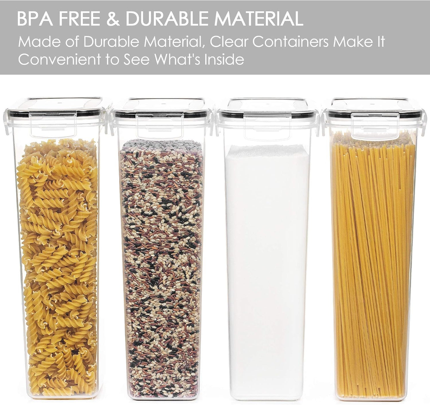 Airtight Food Storage Containers with Lids, Containers for Pantry Organization and Storage, BPA Free Kitchen Canisters for Spaghetti, Flour, Sugar and Noodles