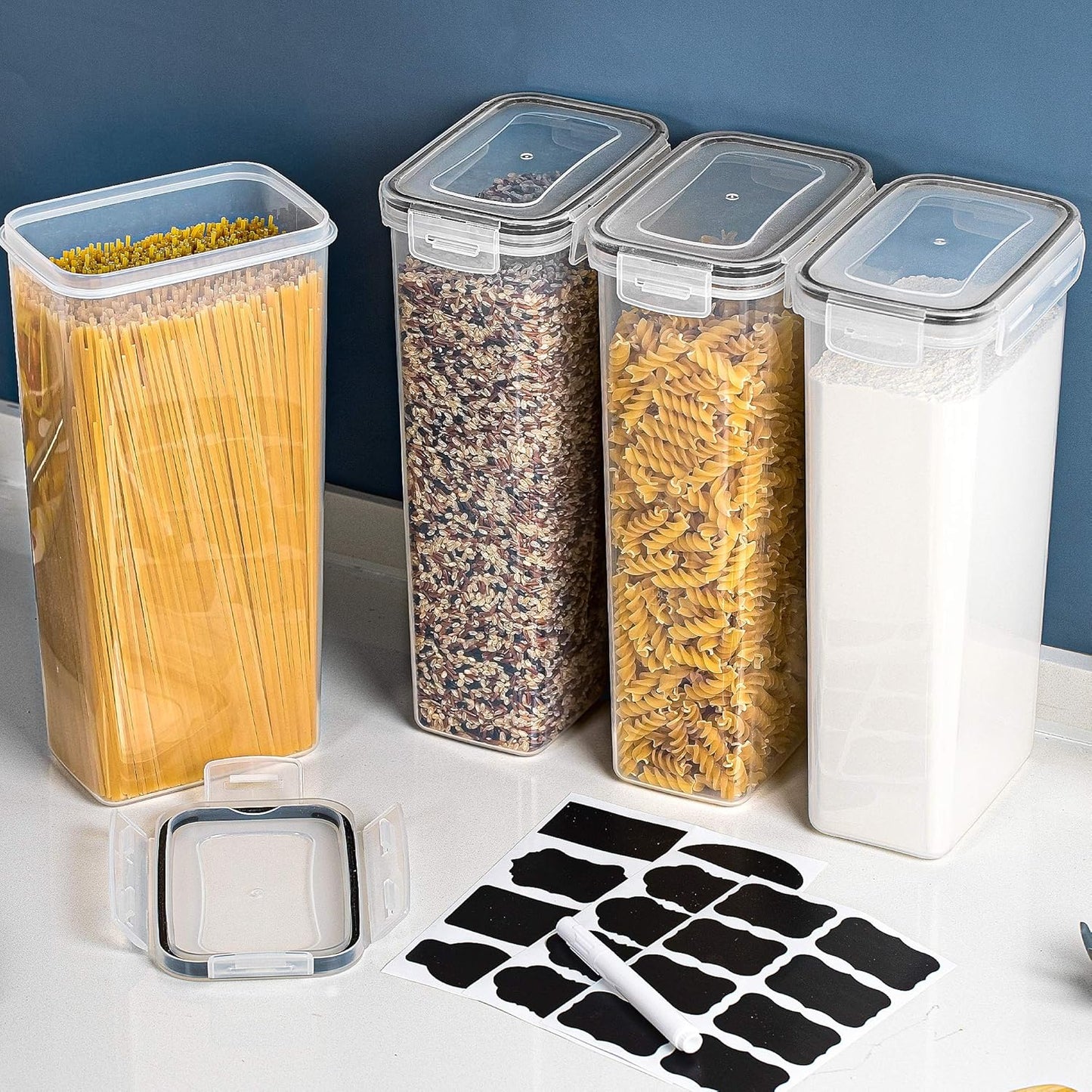 Airtight Food Storage Containers with Lids, Containers for Pantry Organization and Storage, BPA Free Kitchen Canisters for Spaghetti, Flour, Sugar and Noodles