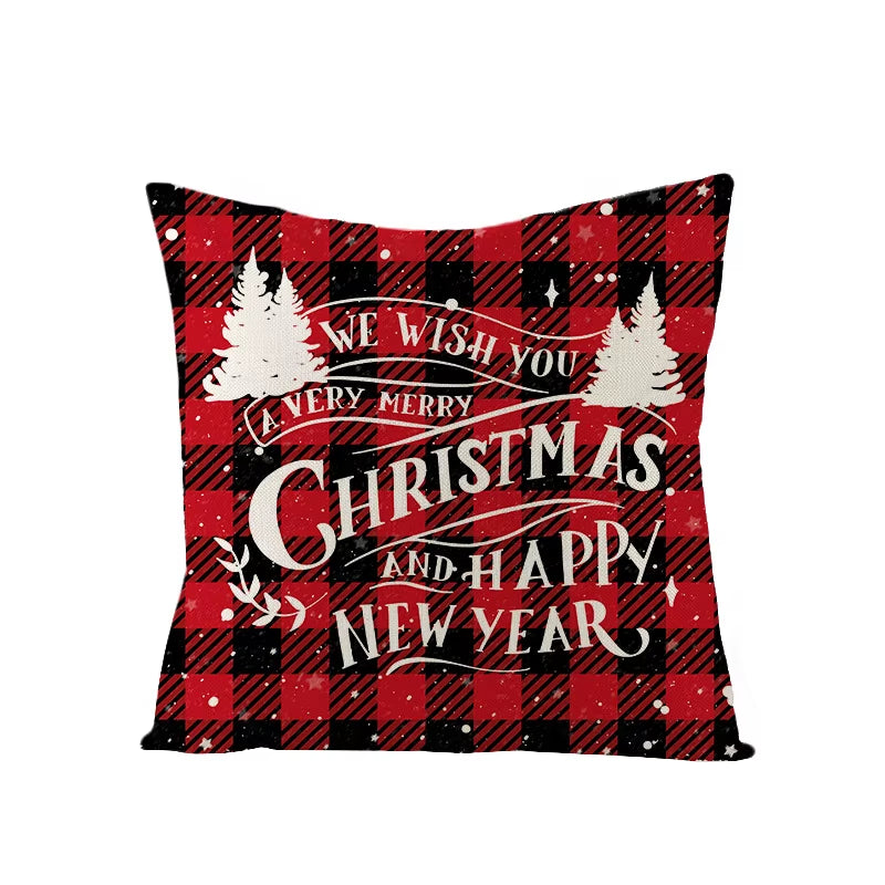 45X45CM Linen Christmas Print Pillows Case Livingroom Sofa Couch Decorative Throw Pillows