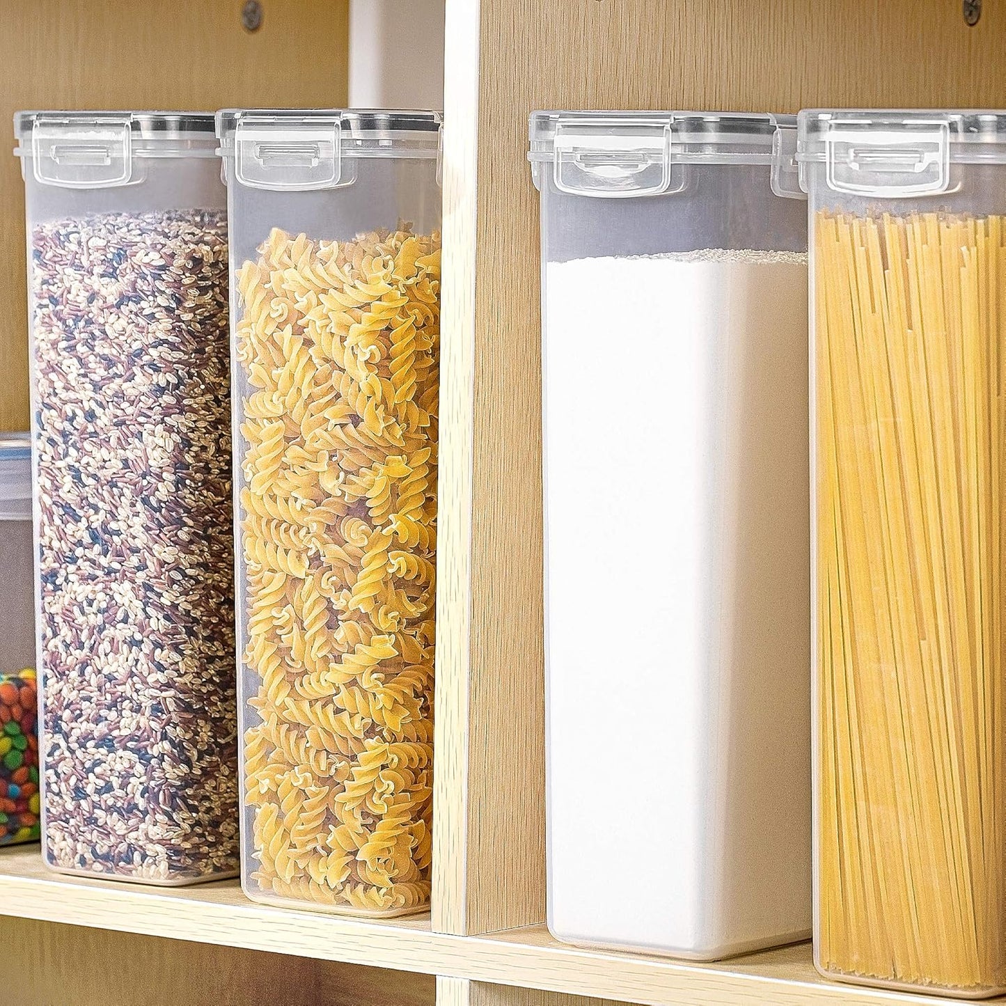 Airtight Food Storage Containers with Lids, Containers for Pantry Organization and Storage, BPA Free Kitchen Canisters for Spaghetti, Flour, Sugar and Noodles