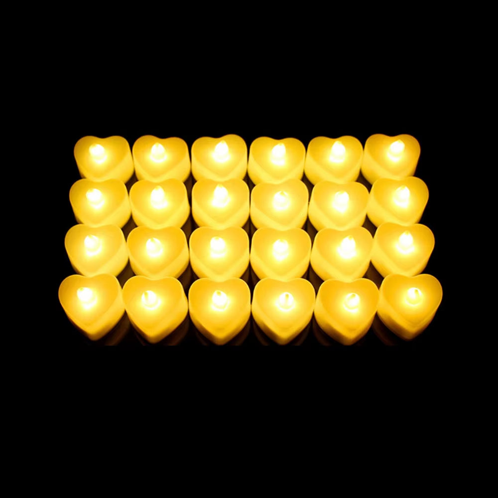 LED Flameless Heart-Shaped Candle Lights