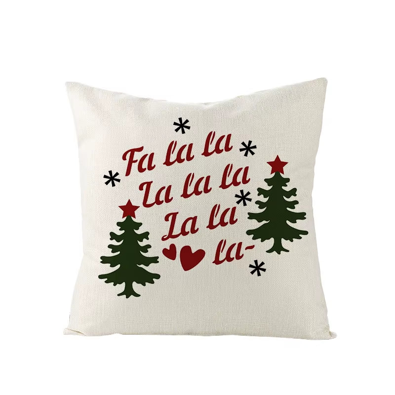 45X45CM Linen Christmas Print Pillows Case Livingroom Sofa Couch Decorative Throw Pillows