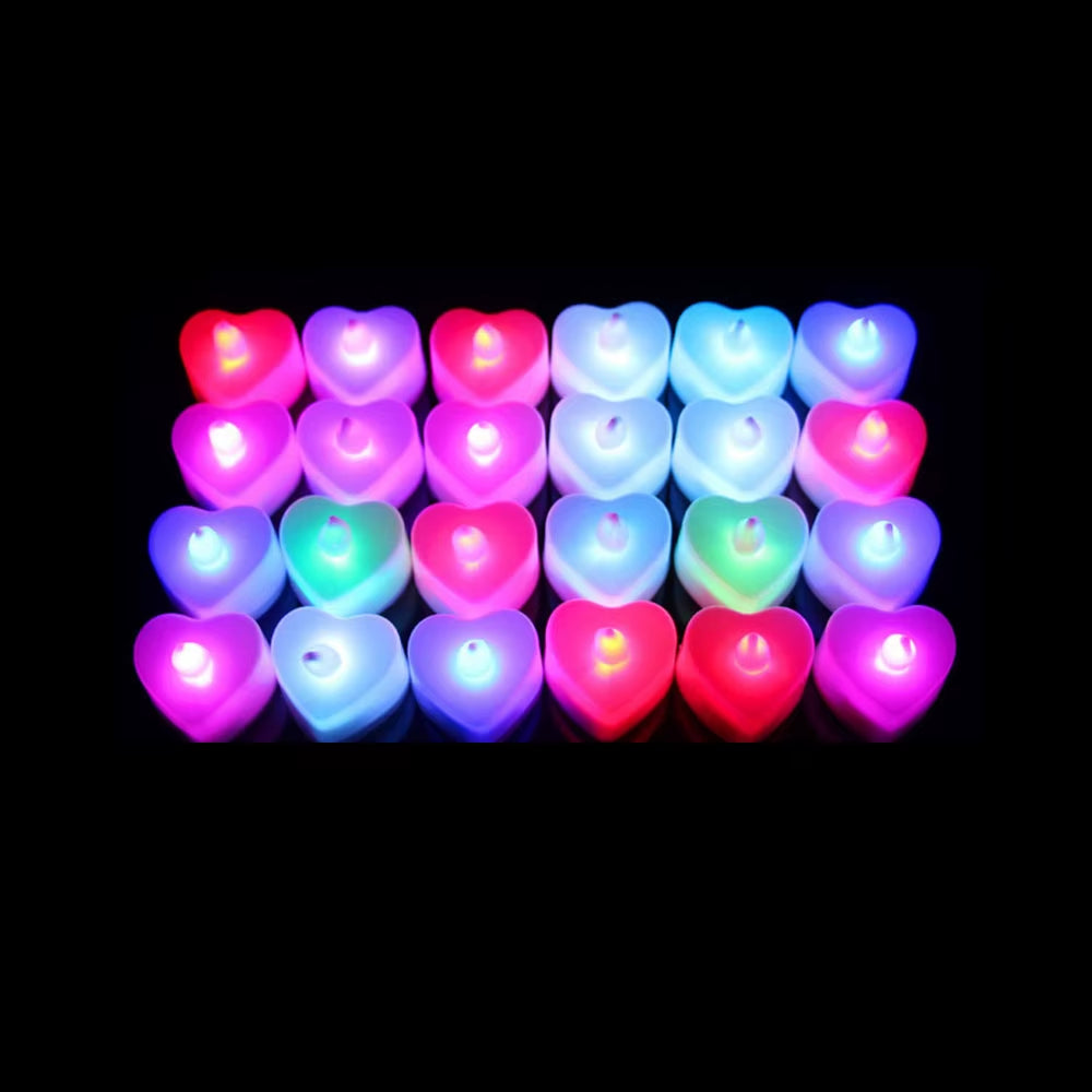 LED Flameless Heart-Shaped Candle Lights
