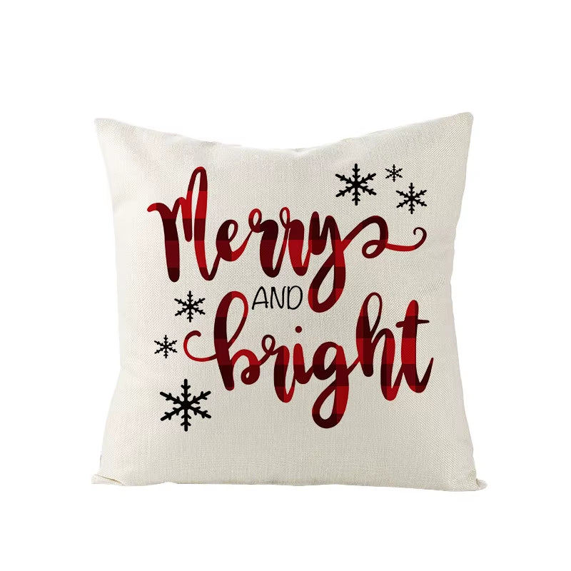 45X45CM Linen Christmas Print Pillows Case Livingroom Sofa Couch Decorative Throw Pillows