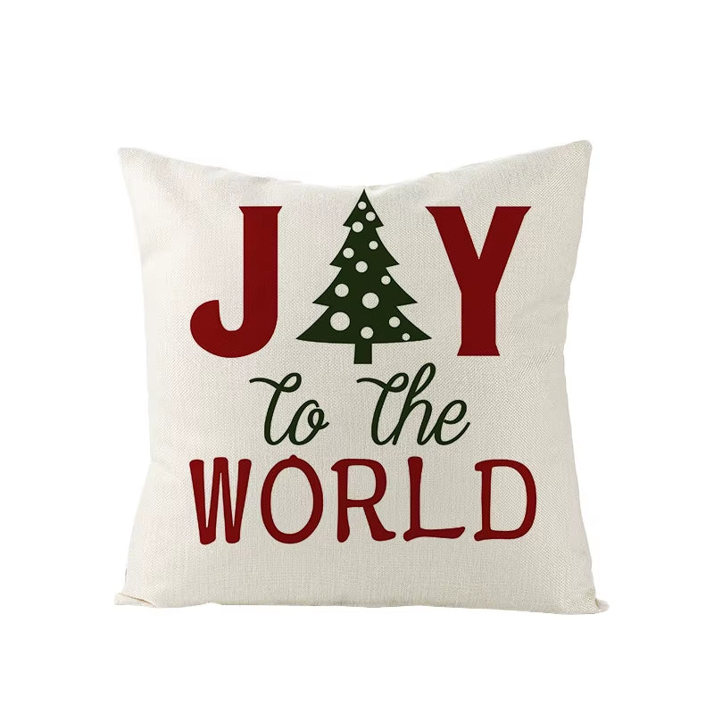 45X45CM Linen Christmas Print Pillows Case Livingroom Sofa Couch Decorative Throw Pillows