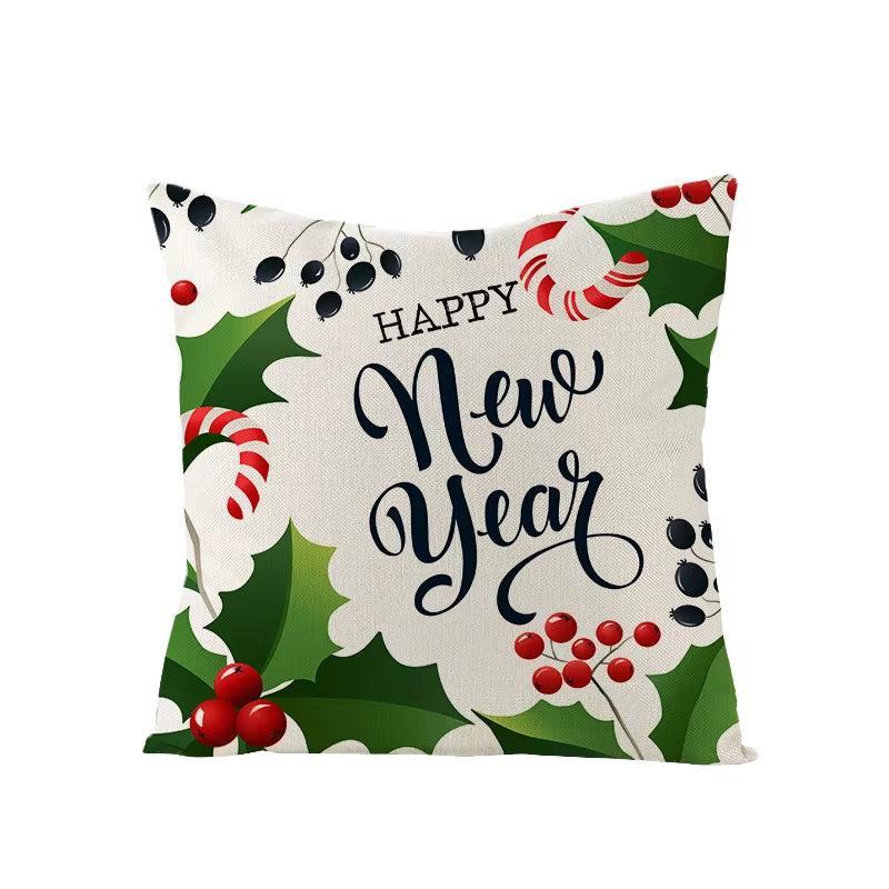 45X45CM Linen Christmas Print Pillows Case Livingroom Sofa Couch Decorative Throw Pillows