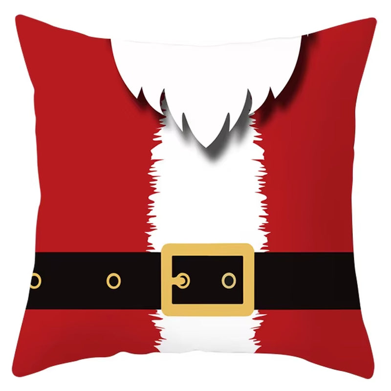 Red Christmas Pillow Case Snowflakes Trees Print Pillow Cushion Cases Christmas Decorative Sofa Couch Throw Pillows Case