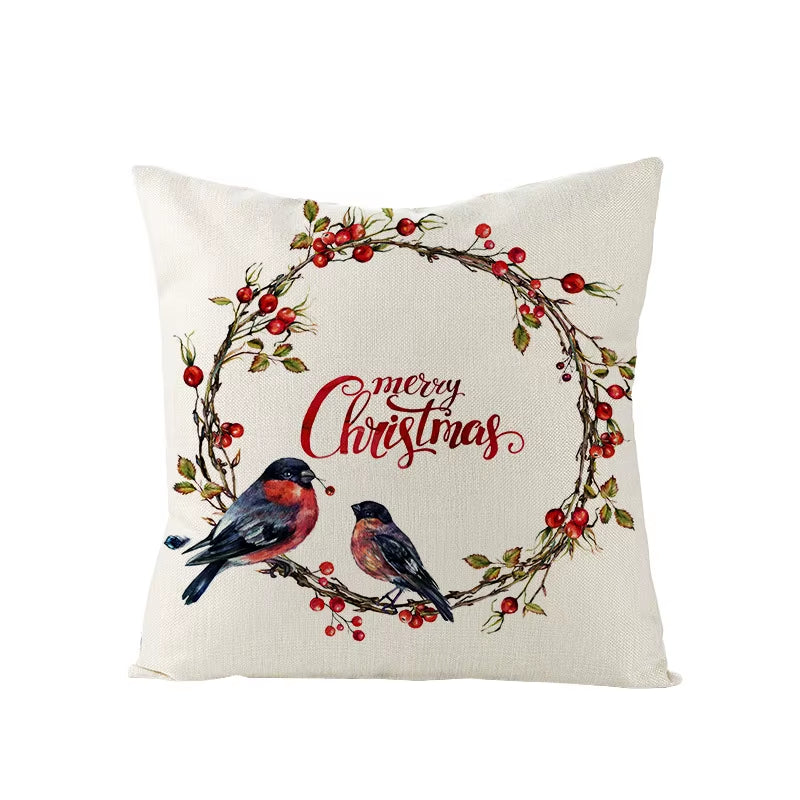 45X45CM Linen Christmas Print Pillows Case Livingroom Sofa Couch Decorative Throw Pillows