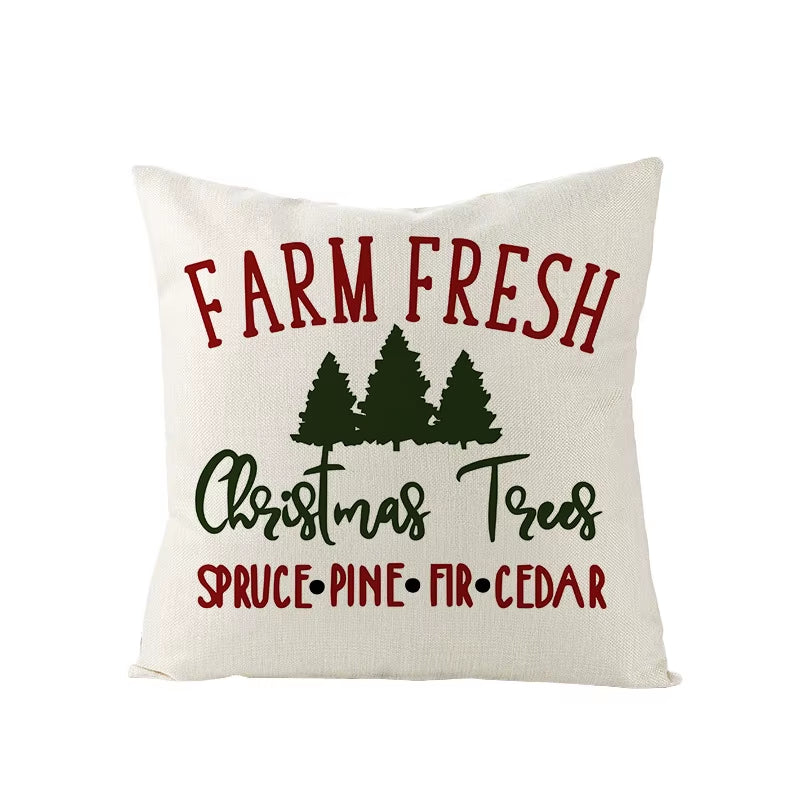 45X45CM Linen Christmas Print Pillows Case Livingroom Sofa Couch Decorative Throw Pillows