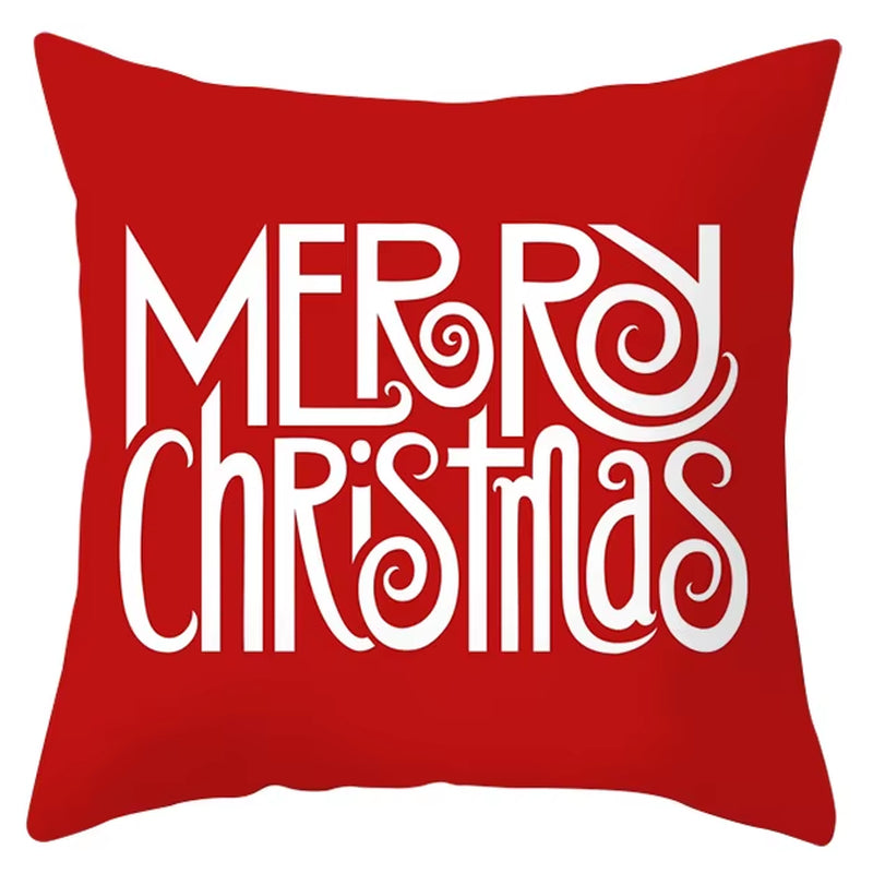 Red Christmas Pillow Case Snowflakes Trees Print Pillow Cushion Cases Christmas Decorative Sofa Couch Throw Pillows Case