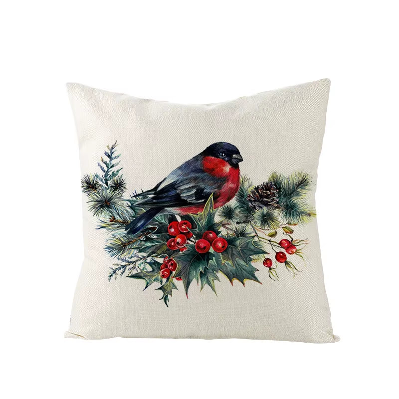 45X45CM Linen Christmas Print Pillows Case Livingroom Sofa Couch Decorative Throw Pillows