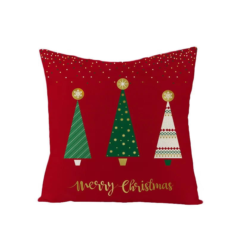 45X45CM Linen Christmas Print Pillows Case Livingroom Sofa Couch Decorative Throw Pillows
