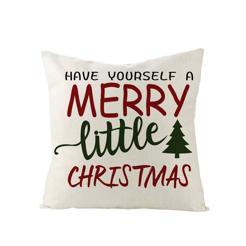 45X45CM Linen Christmas Print Pillows Case Livingroom Sofa Couch Decorative Throw Pillows