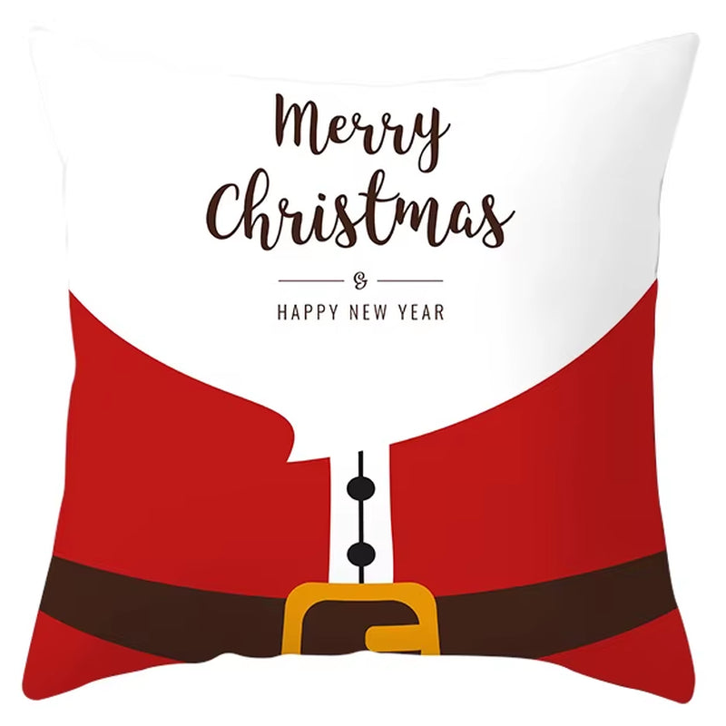 Red Christmas Pillow Case Snowflakes Trees Print Pillow Cushion Cases Christmas Decorative Sofa Couch Throw Pillows Case