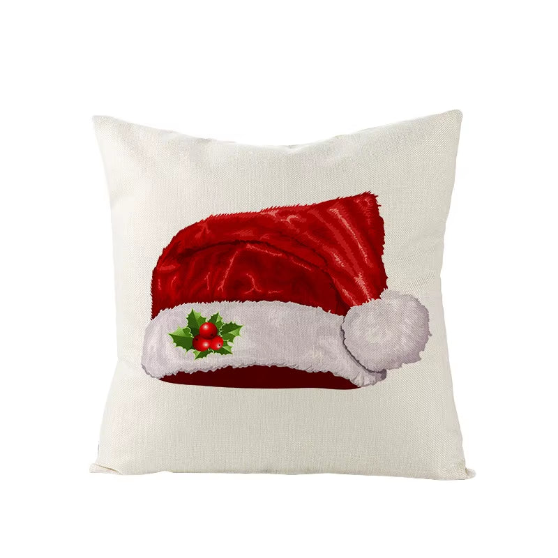 45X45CM Linen Christmas Print Pillows Case Livingroom Sofa Couch Decorative Throw Pillows
