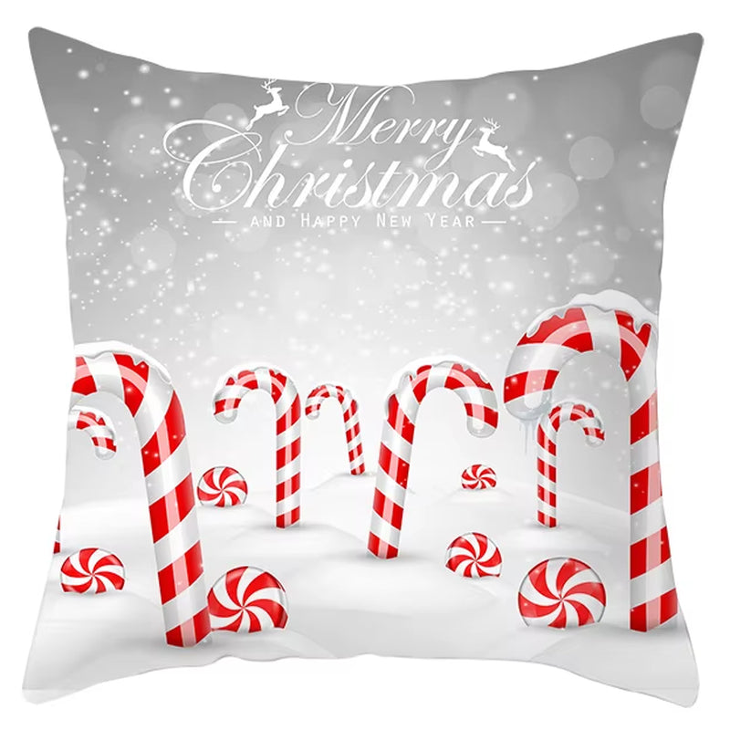 Red Christmas Pillow Case Snowflakes Trees Print Pillow Cushion Cases Christmas Decorative Sofa Couch Throw Pillows Case