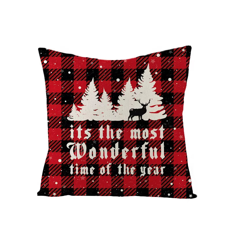 45X45CM Linen Christmas Print Pillows Case Livingroom Sofa Couch Decorative Throw Pillows