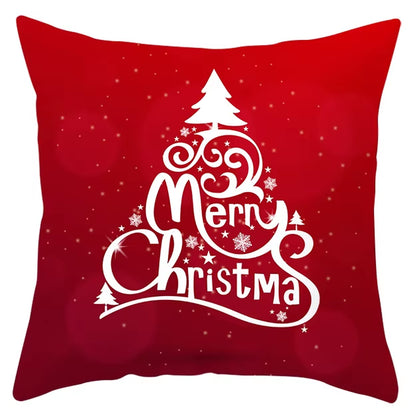Red Christmas Pillow Case Snowflakes Trees Print Pillow Cushion Cases Christmas Decorative Sofa Couch Throw Pillows Case
