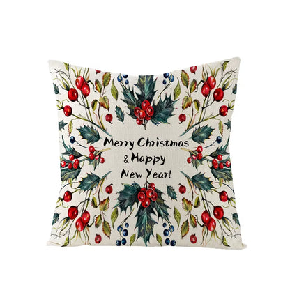 45X45CM Linen Christmas Print Pillows Case Livingroom Sofa Couch Decorative Throw Pillows