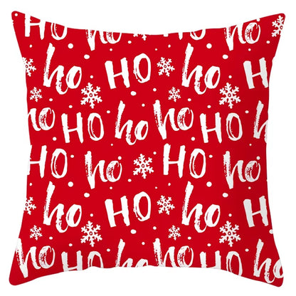 Red Christmas Pillow Case Snowflakes Trees Print Pillow Cushion Cases Christmas Decorative Sofa Couch Throw Pillows Case