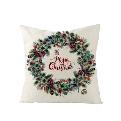 45X45CM Linen Christmas Print Pillows Case Livingroom Sofa Couch Decorative Throw Pillows