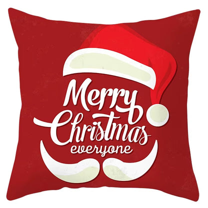 Red Christmas Pillow Case Snowflakes Trees Print Pillow Cushion Cases Christmas Decorative Sofa Couch Throw Pillows Case